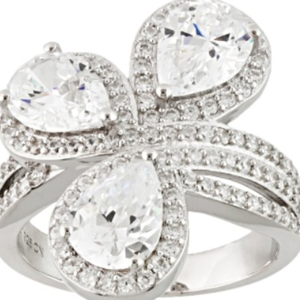 New cz Rhodium over Sterling Ring SIZE 10